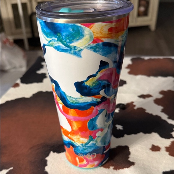 Swig Vibrant Tumbler with Blue and Orange Design - Picture 1 of 3